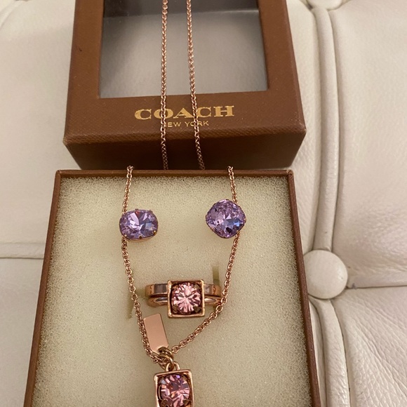 Coach earrings ,ring,necklace set - Picture 3 of 11